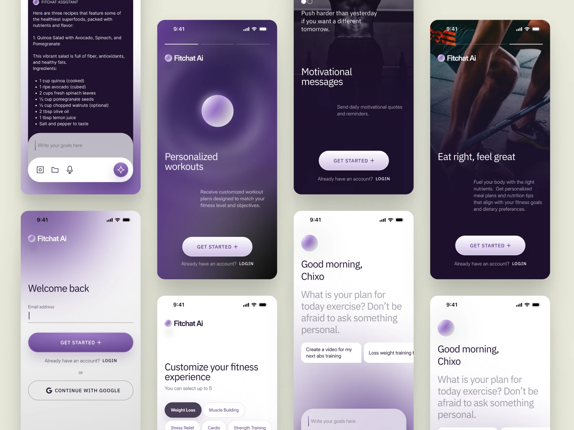 Fitchat AI design, screen 2