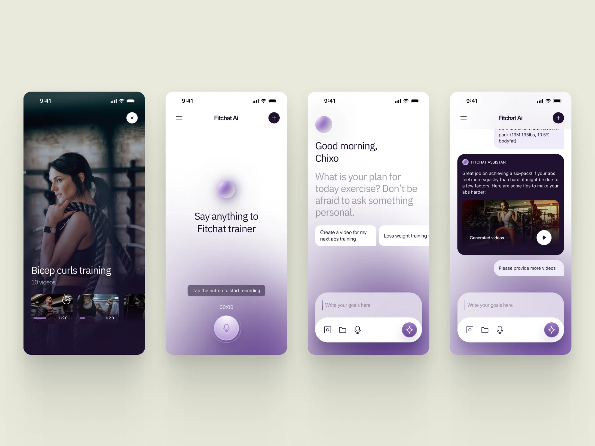 Fitchat AI design, screen 3