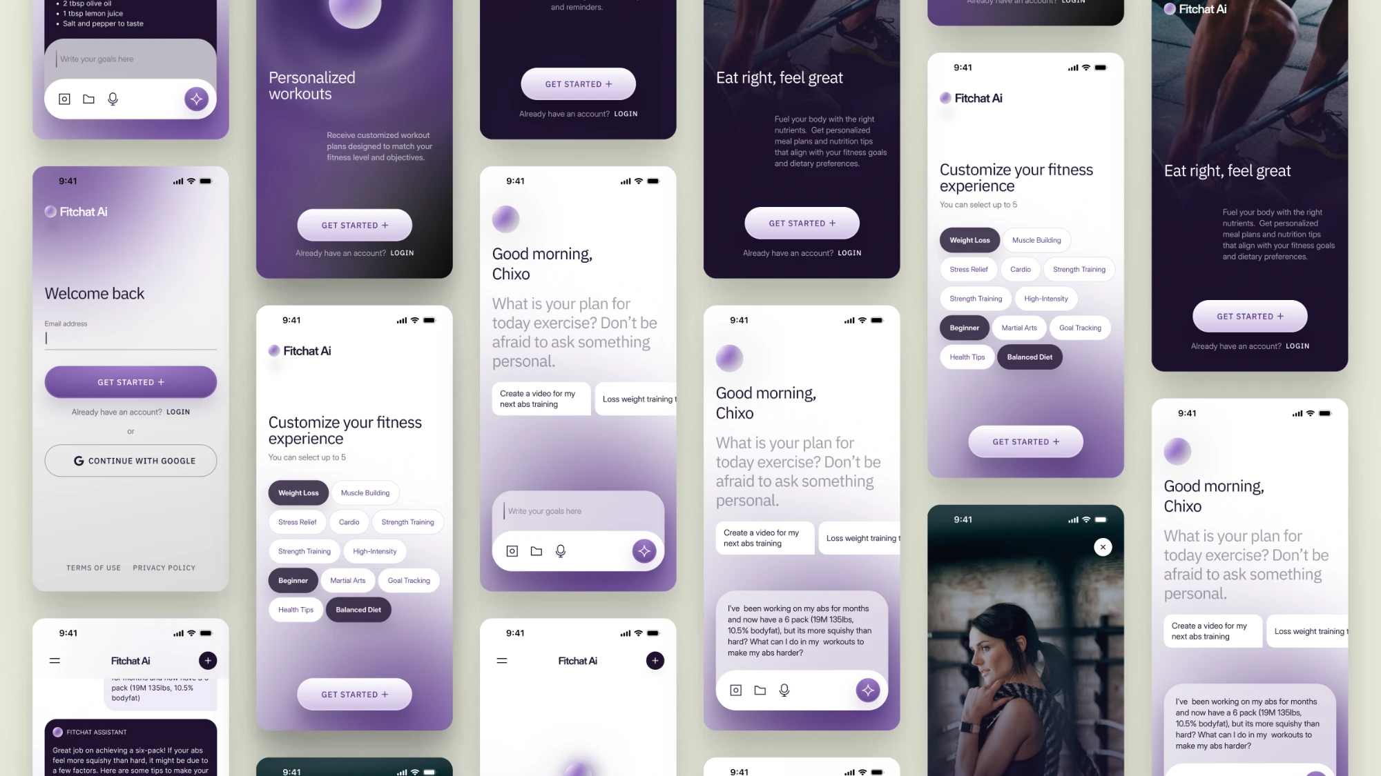 Fitchat AI design, full page