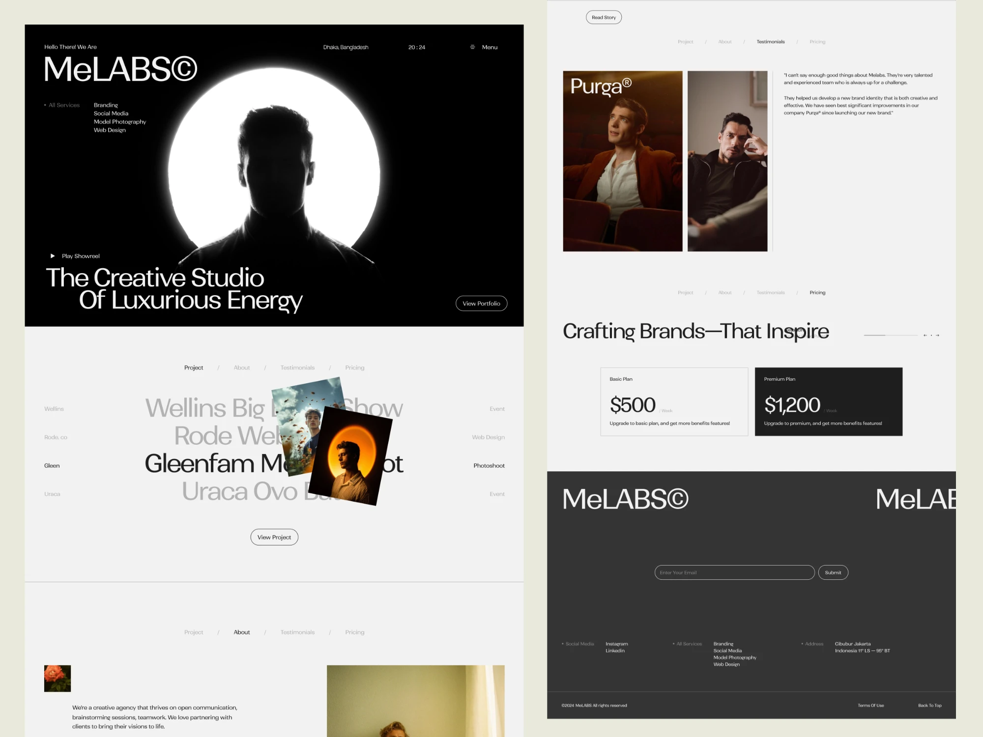 MeLABS Creative Studio design, screen 2
