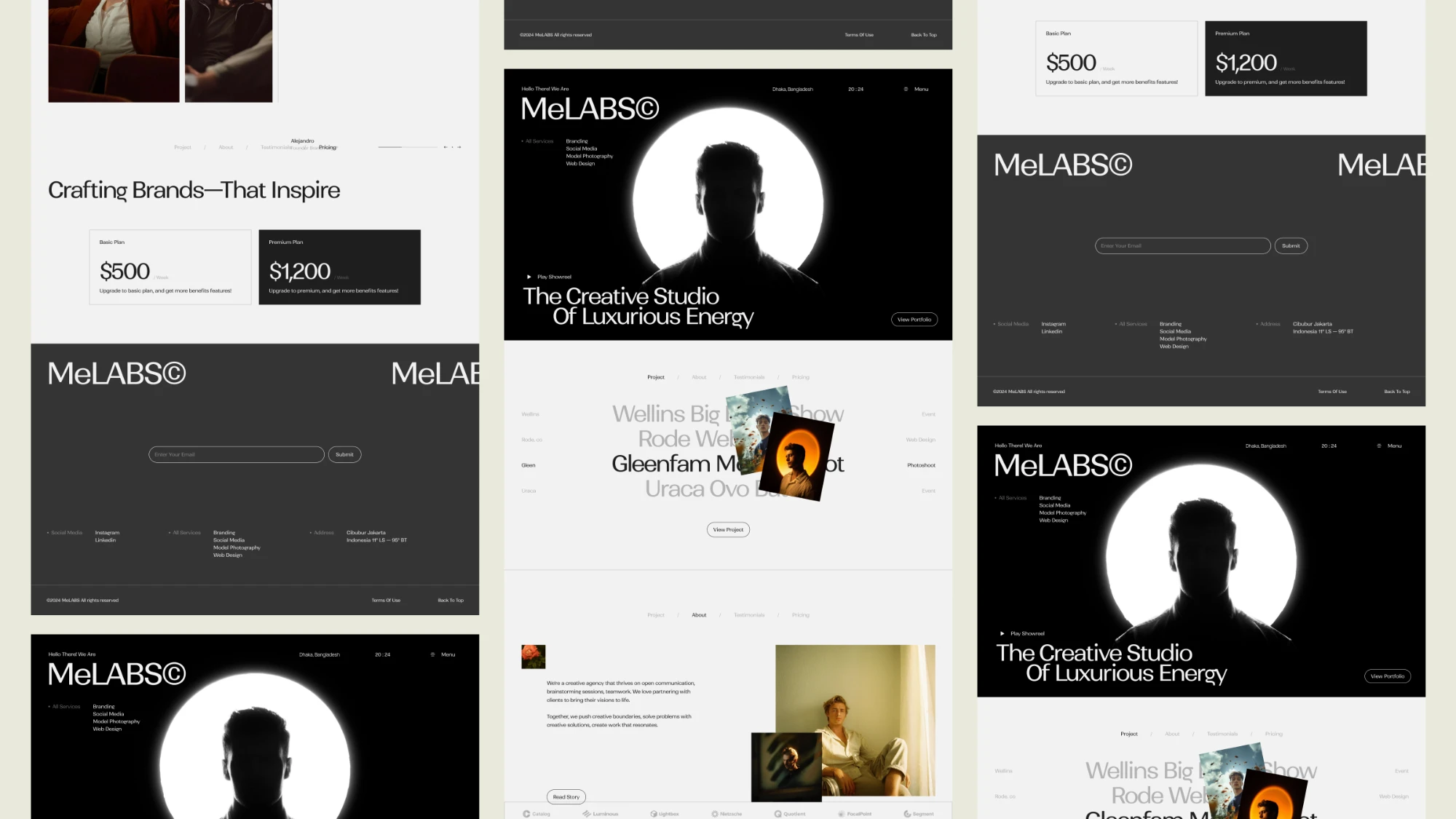 MeLABS Creative Studio design, full page