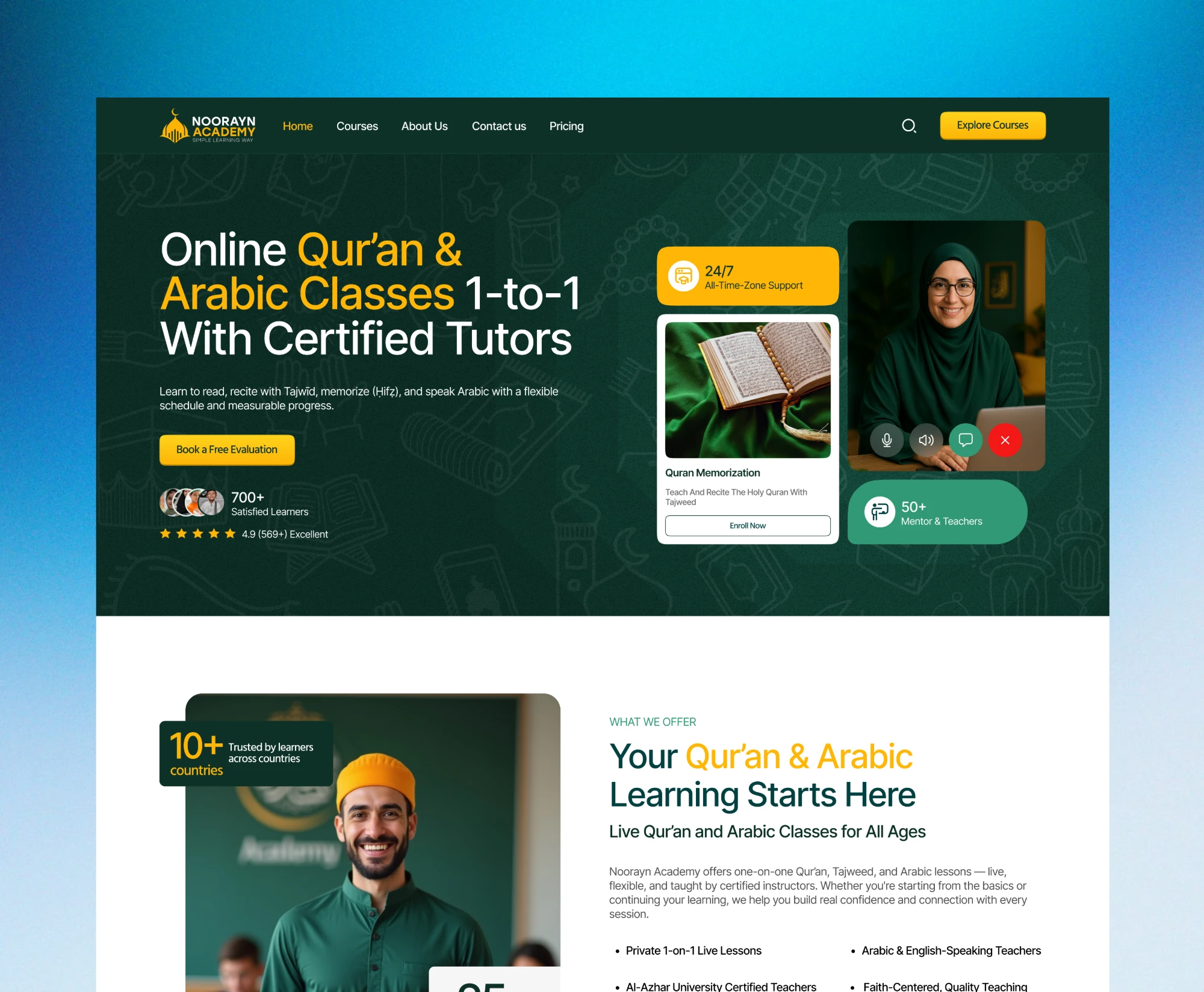 Noorayn Academy website home page